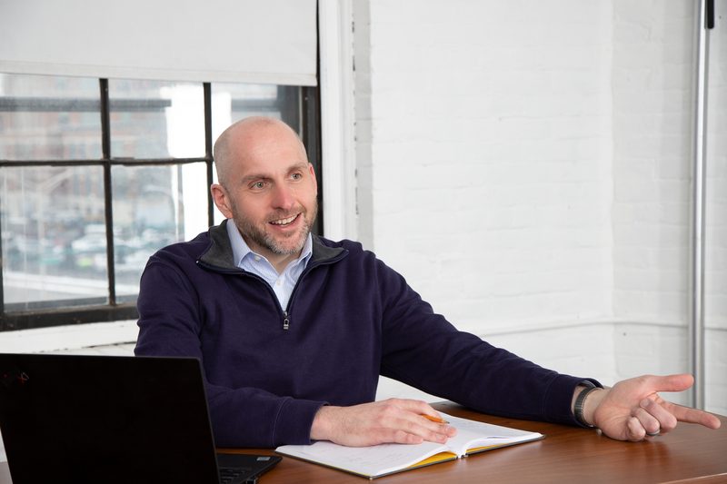 Scott Humphries at his desk